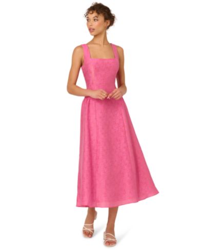 Adrianna Women's Square Neck Textured Midi Dress