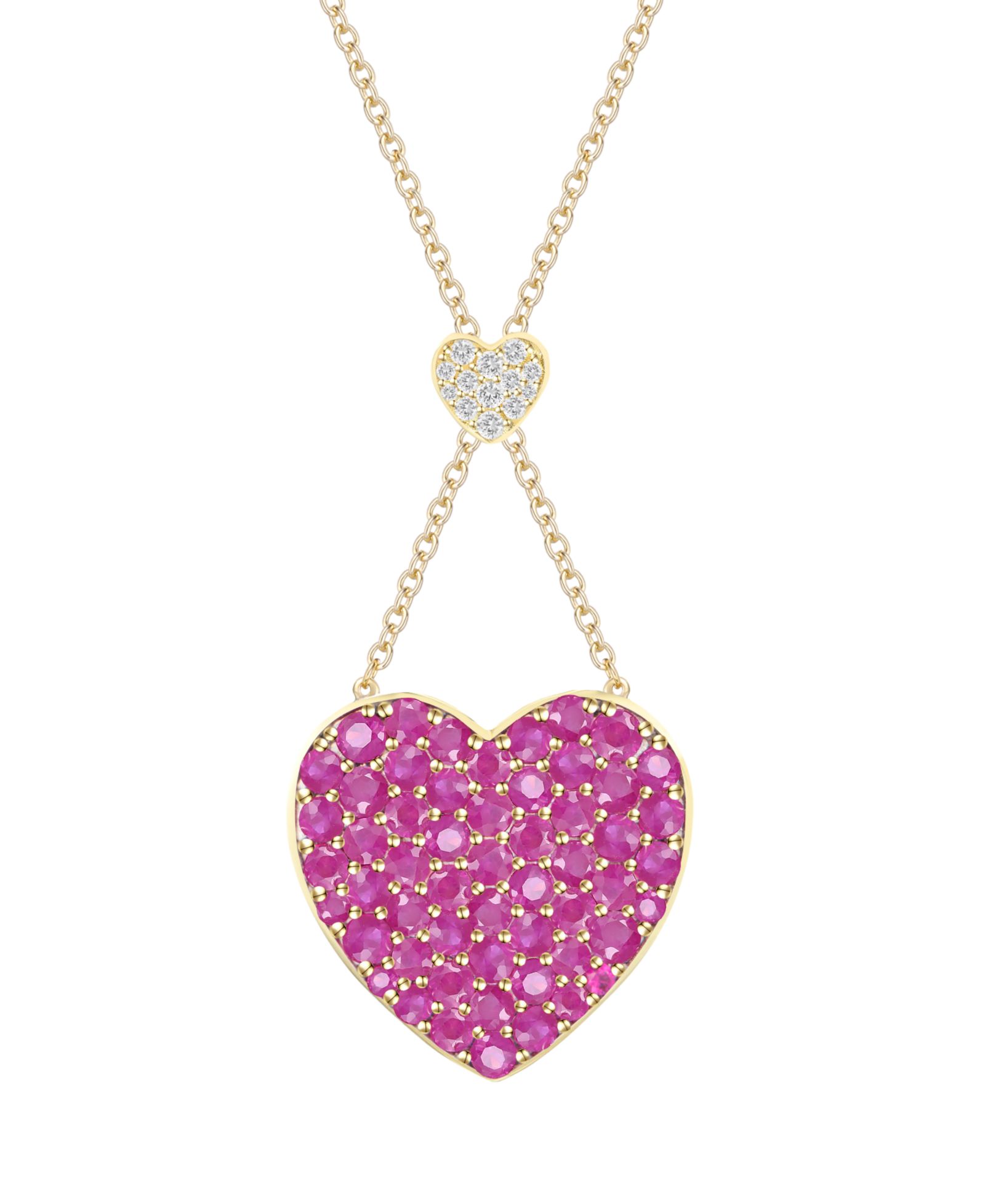 Подвеска-кулон Macy's Ruby (1-1/2 ct. t.w.) & Diamond (1/20 ct. t.w.) Heart в 14k Yellow Gold