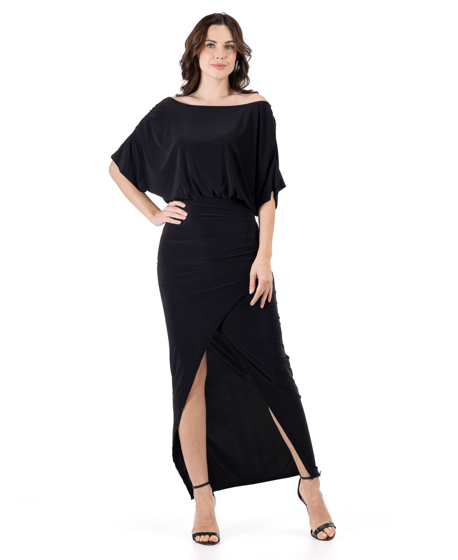 24seven Comfort Apparel женское платье макси с вырезом лодочкой и рукавами batwing