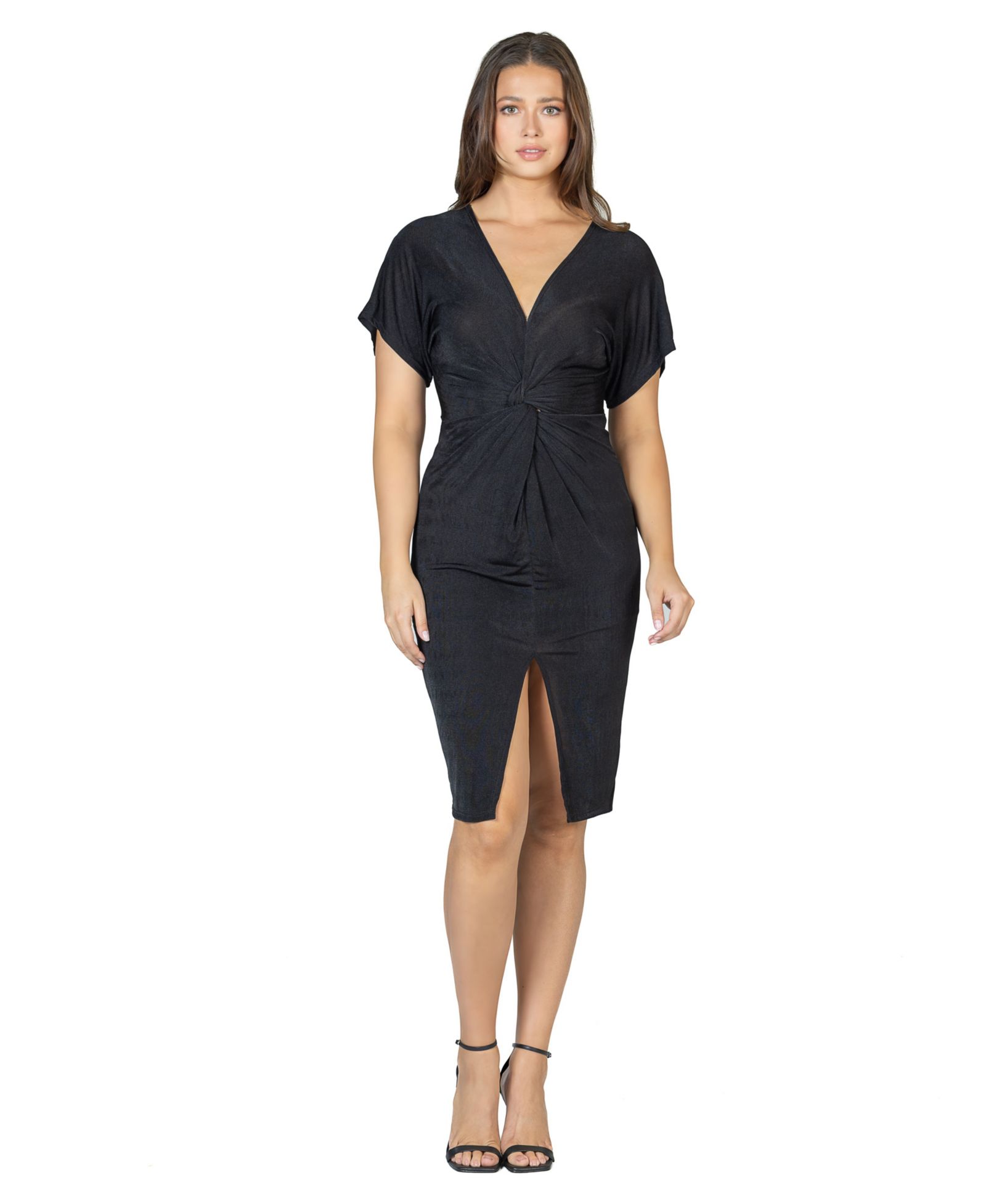 Платье 24seven Comfort Apparel Women's Short Sleeve V-Neck Twist Front Split Hem
