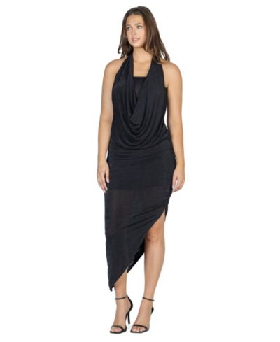 24seven Comfort Apparel Женское платье с открытой спиной и воротником-стойкой, асимметричный крой