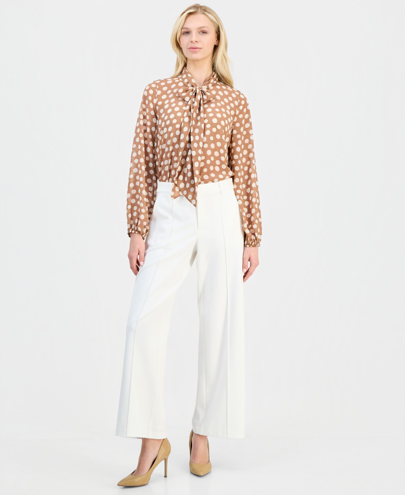 T Tahari Women's High-Rise Straight Wide-Leg Pants