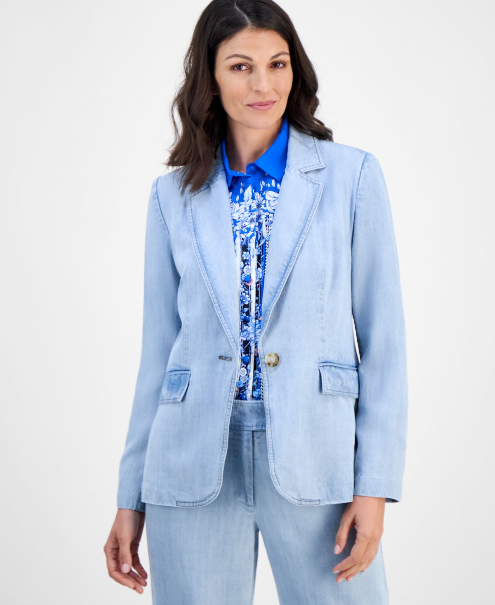 Женский блейзер T Tahari Notch-Collar One-Button