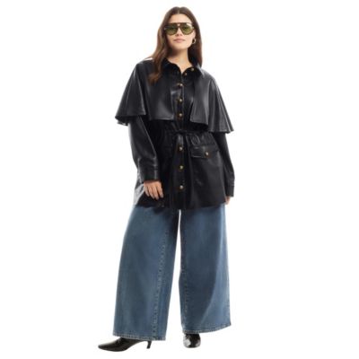 June & Vie Women's June and Vie Faux Leather Cape Jacket