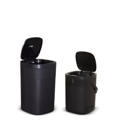 NINESTARS 13 Gallons 3.2 Gal Automatic Kitchen Trash Can, 50 Liters Touchless Motion Sensor Trash Can Black Plastic Set