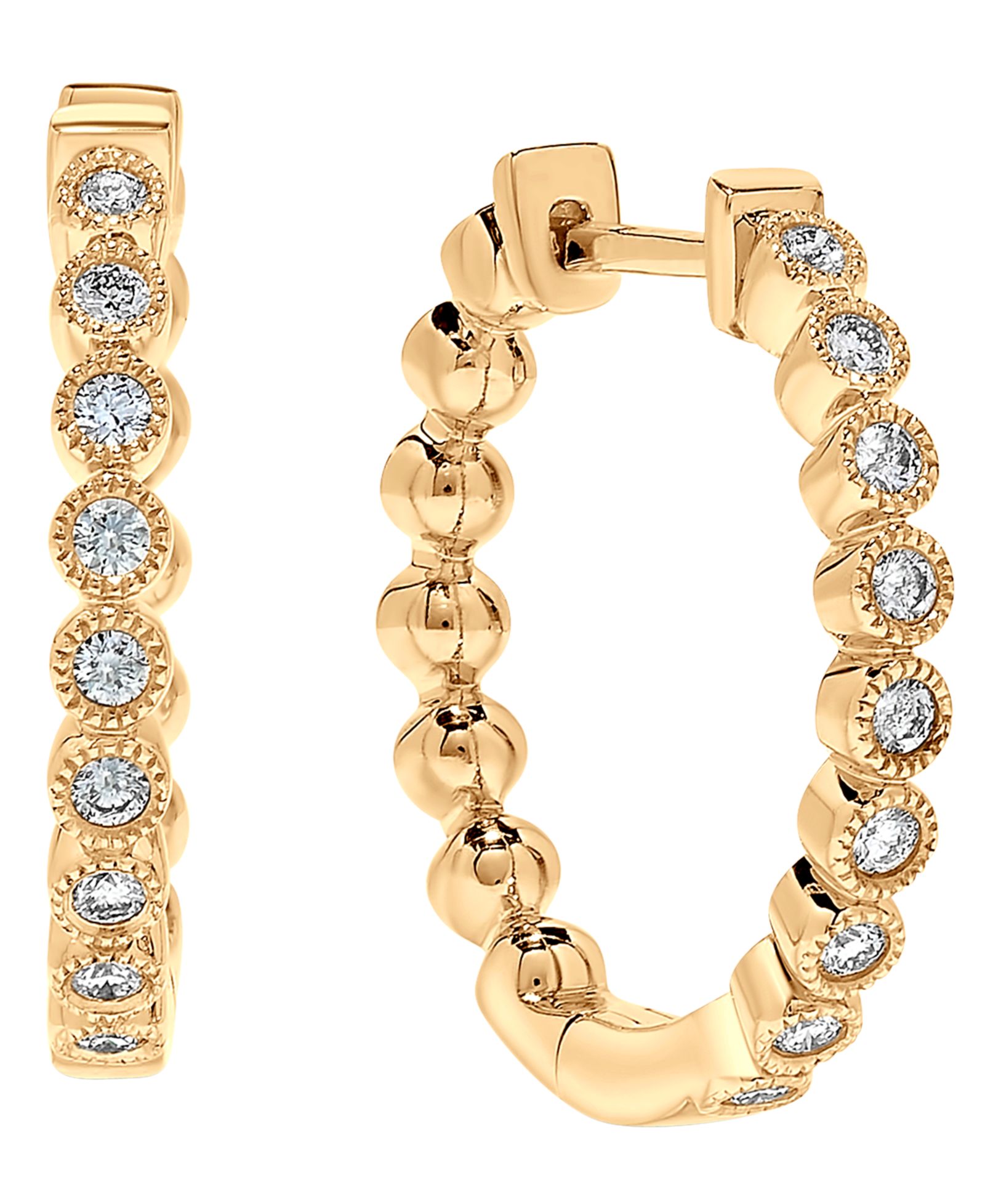 Серьги-кольца Macy's с бриллиантами (1/4 ct. t.w.) из 14k желтого золота