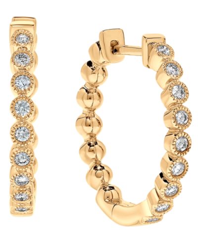 Macy's Diamond Hoop Earrings (1/4 ct. t.w.) in 14k Yellow Gold