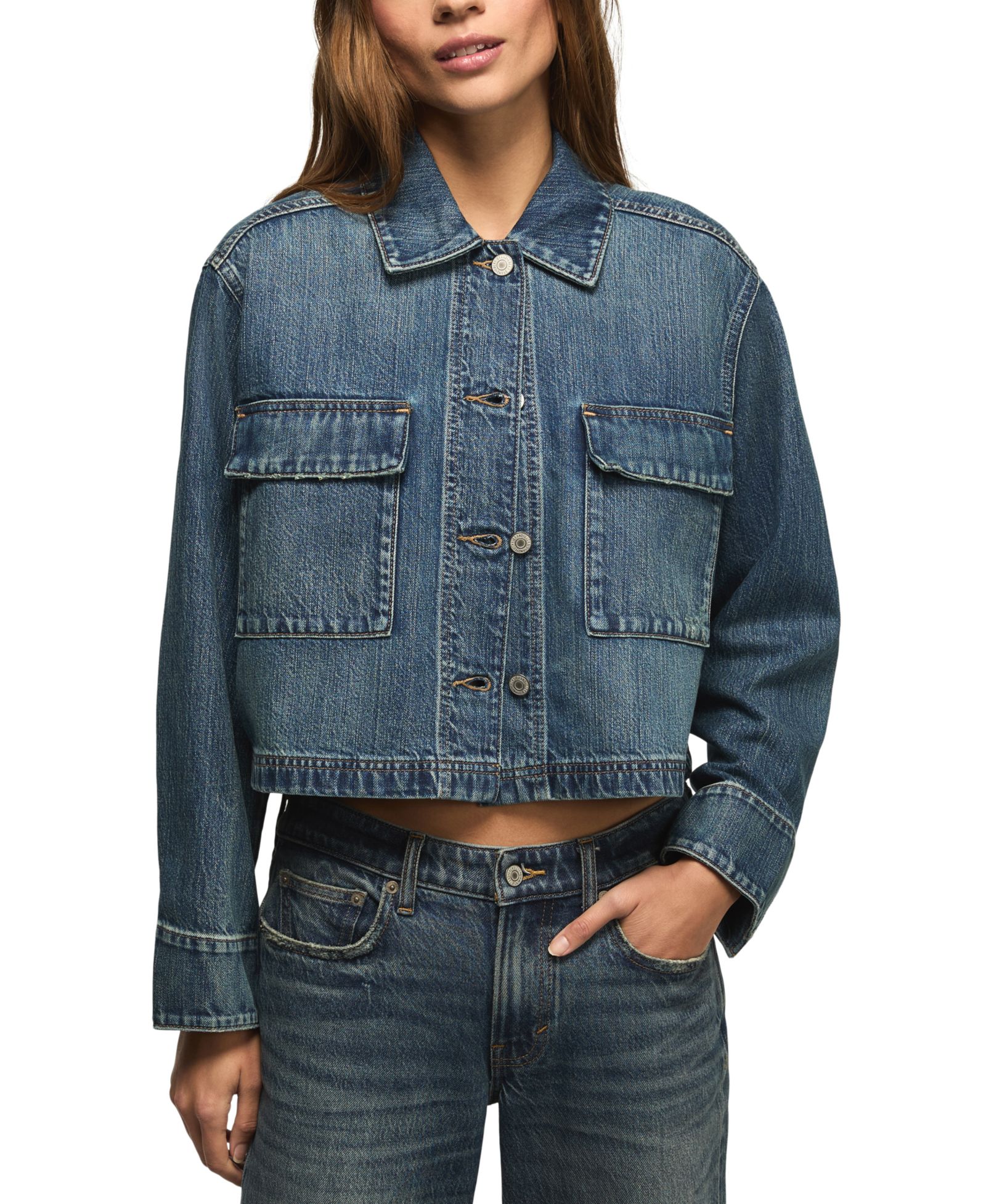 Женская джинсовая куртка Lucky Brand Utility с длинным рукавом