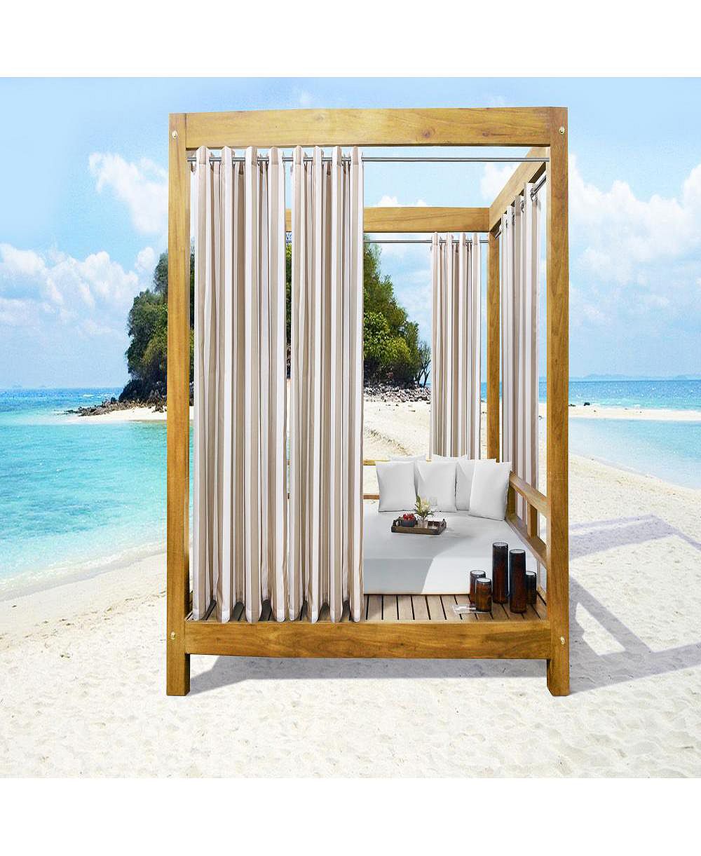 Commonwealth Seascapes Stripes Light Filtering Satiny Look Provide Privacy Grommet Outdoor Panel Pair, Linen