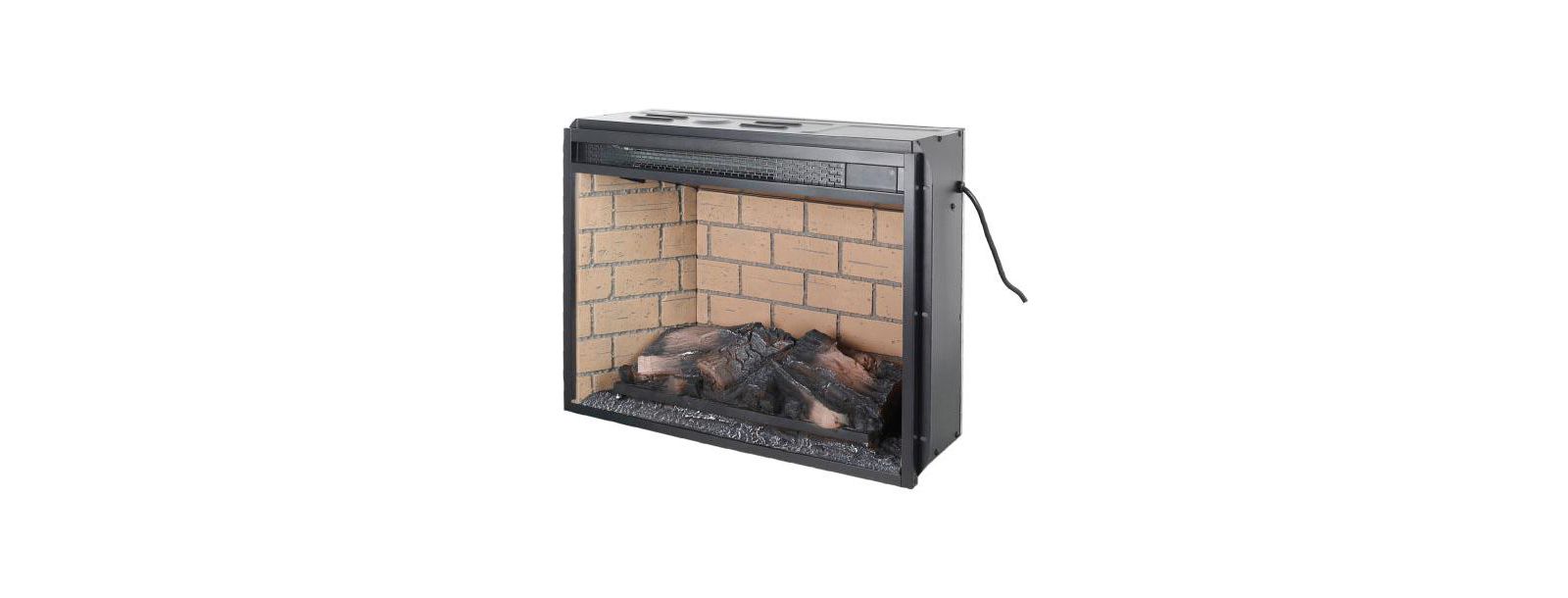 Flynama 23 inch infrared quartz heater fireplace insert -woodlog version with brick