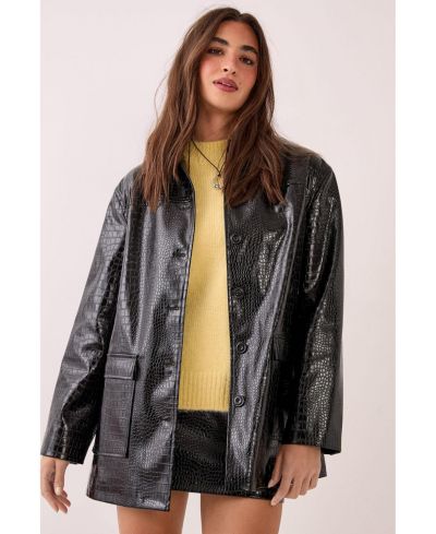 Nasty Gal Женский куртку из винила и искусственной кожи Croc