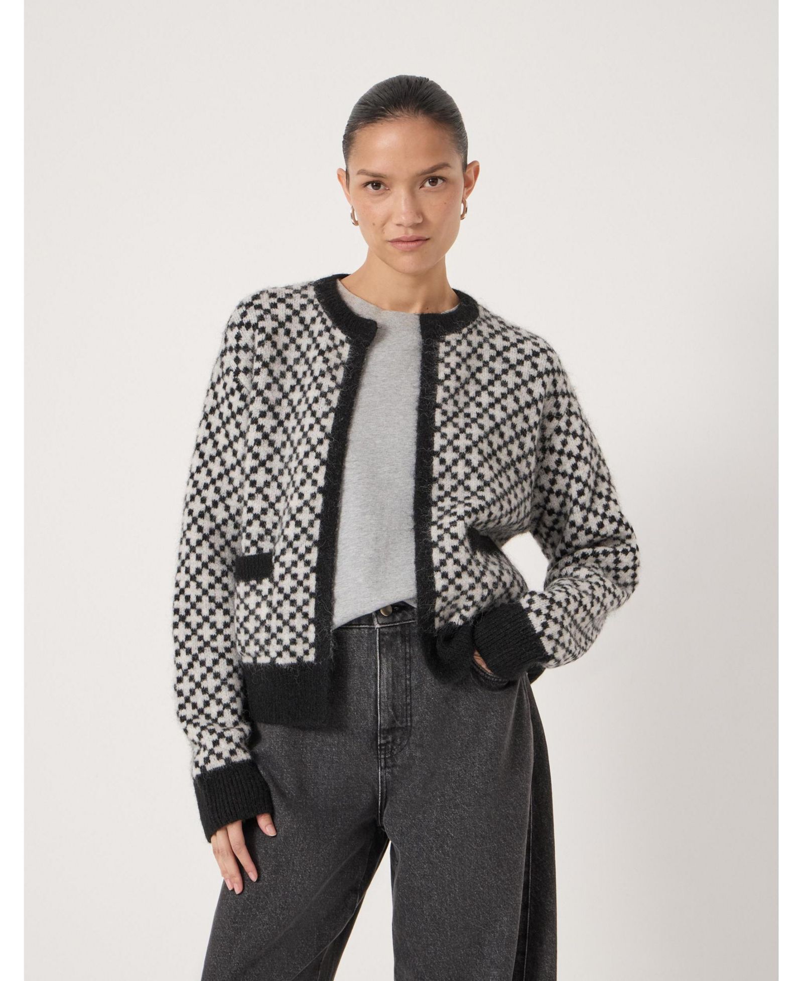 Женский шерстяной кардиган Hush Jacquard Edge To Edge