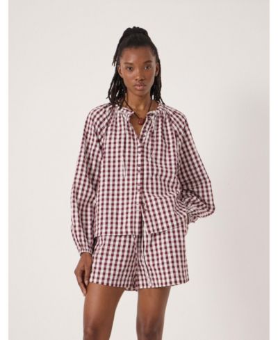 Hush Women's Elsa Gathered Gingham Beach Shirt