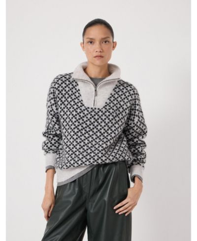 Hush Women's Juno Quarter Zip Mono Jacquard Jumper
