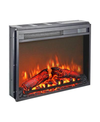 Flynama 23 inch electric fireplace insert, ultra thin heater with log set & realistic flame, remote control with timer, overheating protection