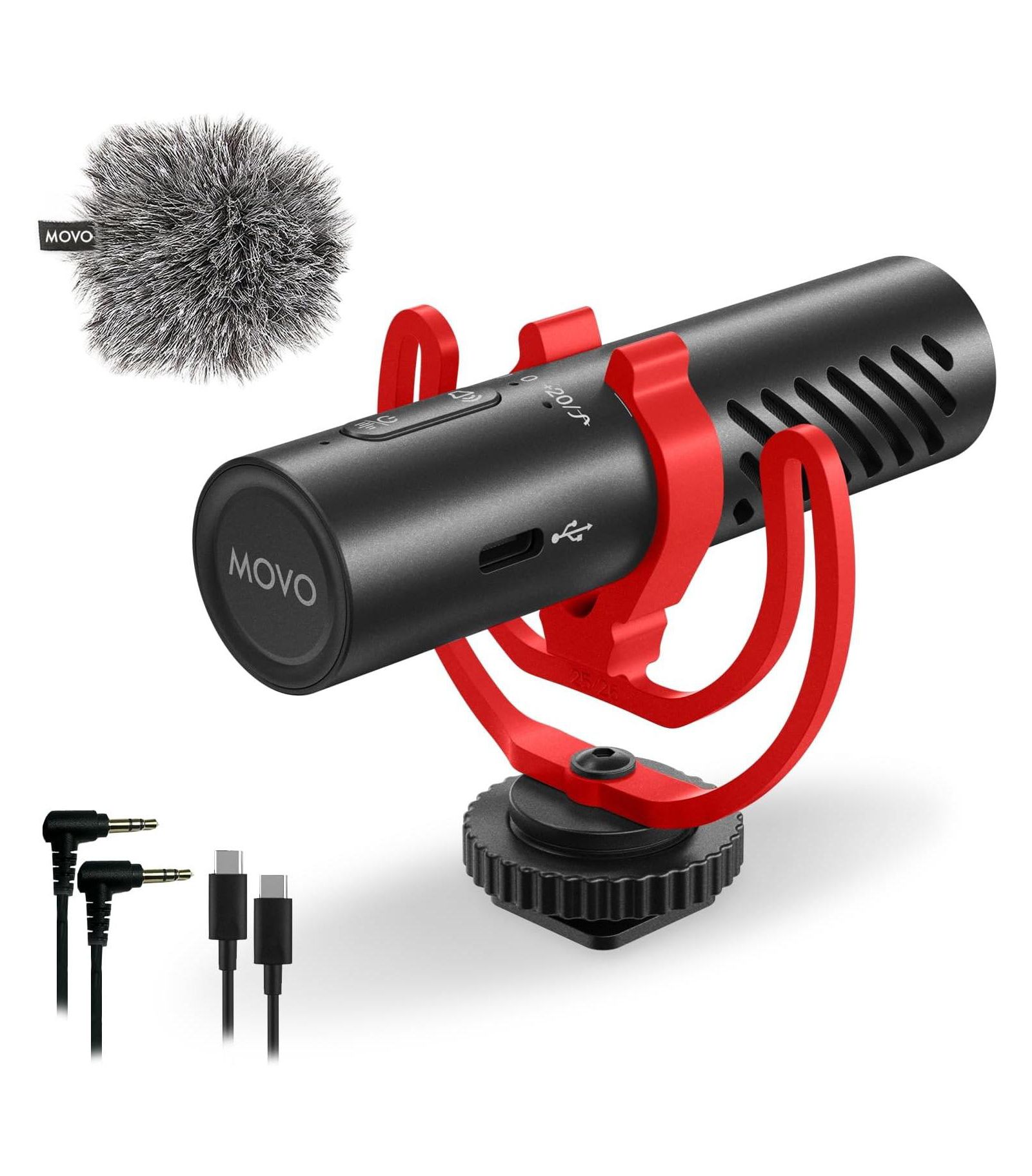 Movo VXR10-AI Noise-Cancelling Shotgun Microphone for Cameras, Smartphones and Computers