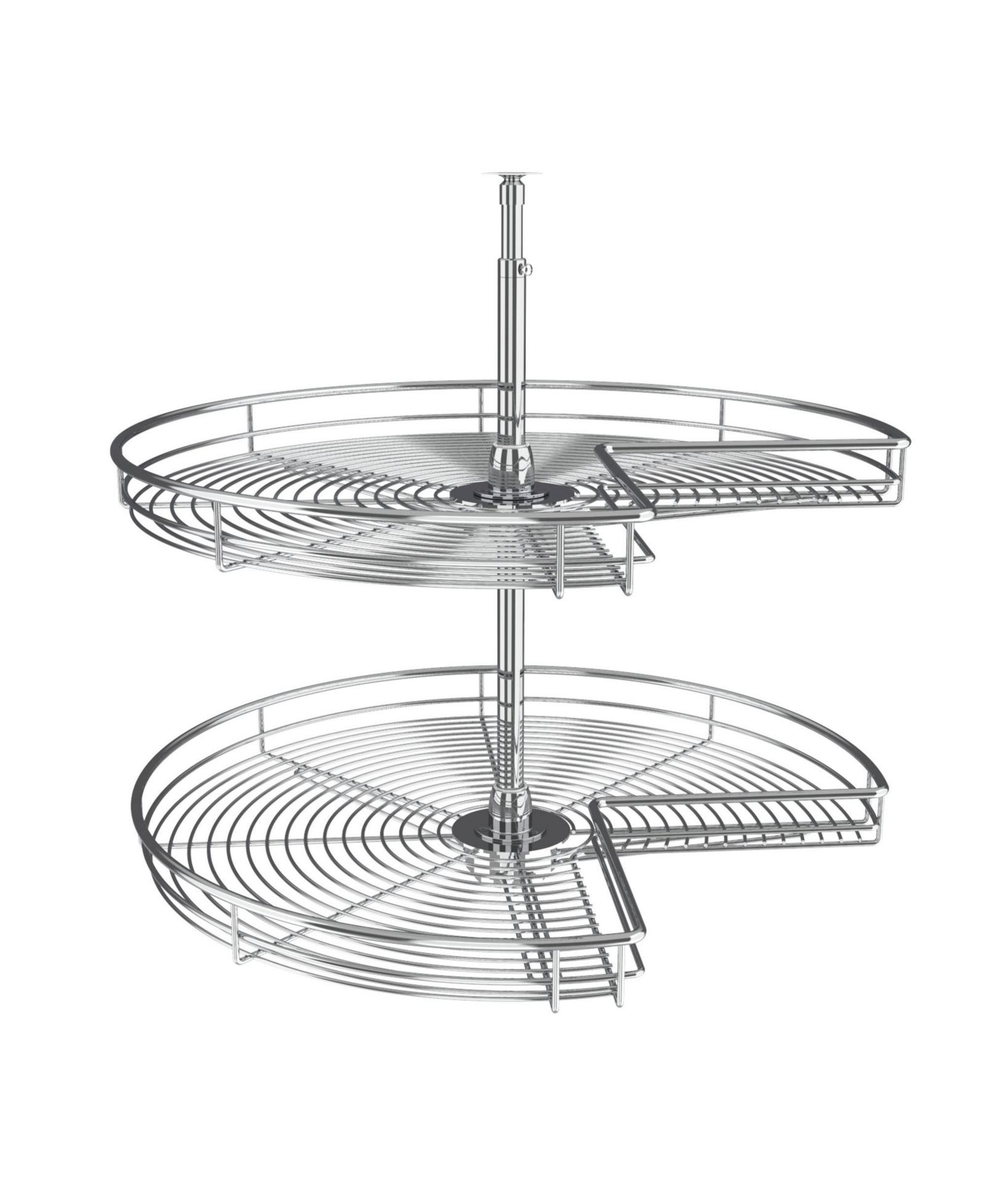 Rev-A-Shelf 28" Lazy Susan Kidney-Shaped 2-Shelf Corner Cabinet, Chrome, 5472-28CR