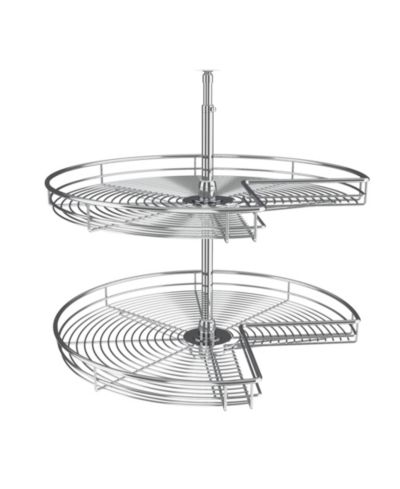 Rev-A-Shelf 28" Lazy Susan Kidney-Shaped 2-Shelf Corner Cabinet, Chrome, 5472-28CR