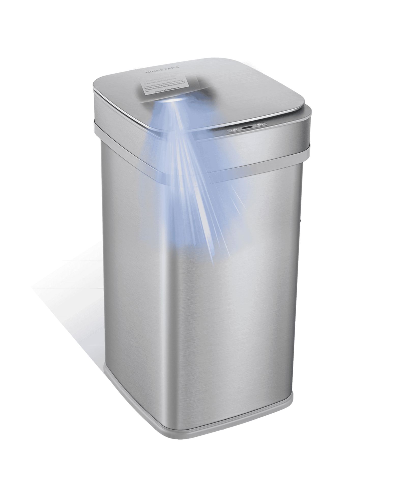 NINESTARS Nova UV Odor Neutralizing Smart Kitchen Trash Can 13 Gallon Squared