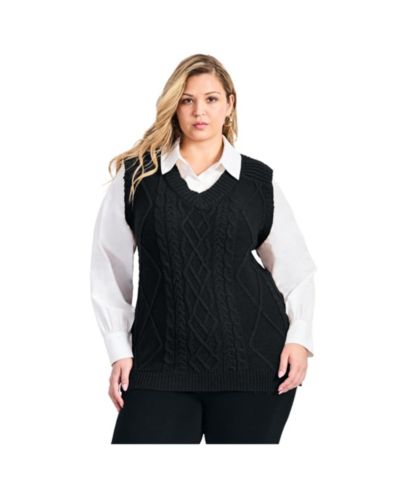 Avenue Women's Plus Size Veronica 2Fer Cable Vest
