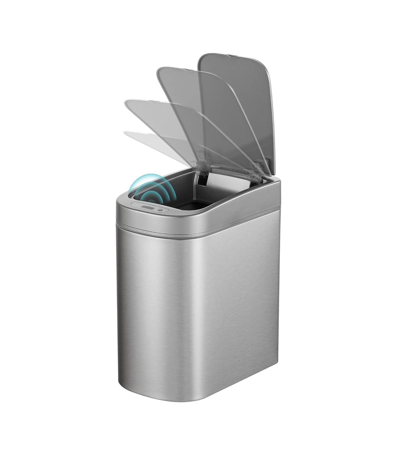 NINESTARS Bathroom Automatic Infrared Motion Sensor Trash Can, 1.8 Gallon 7Liter Trash can Stainless Steel