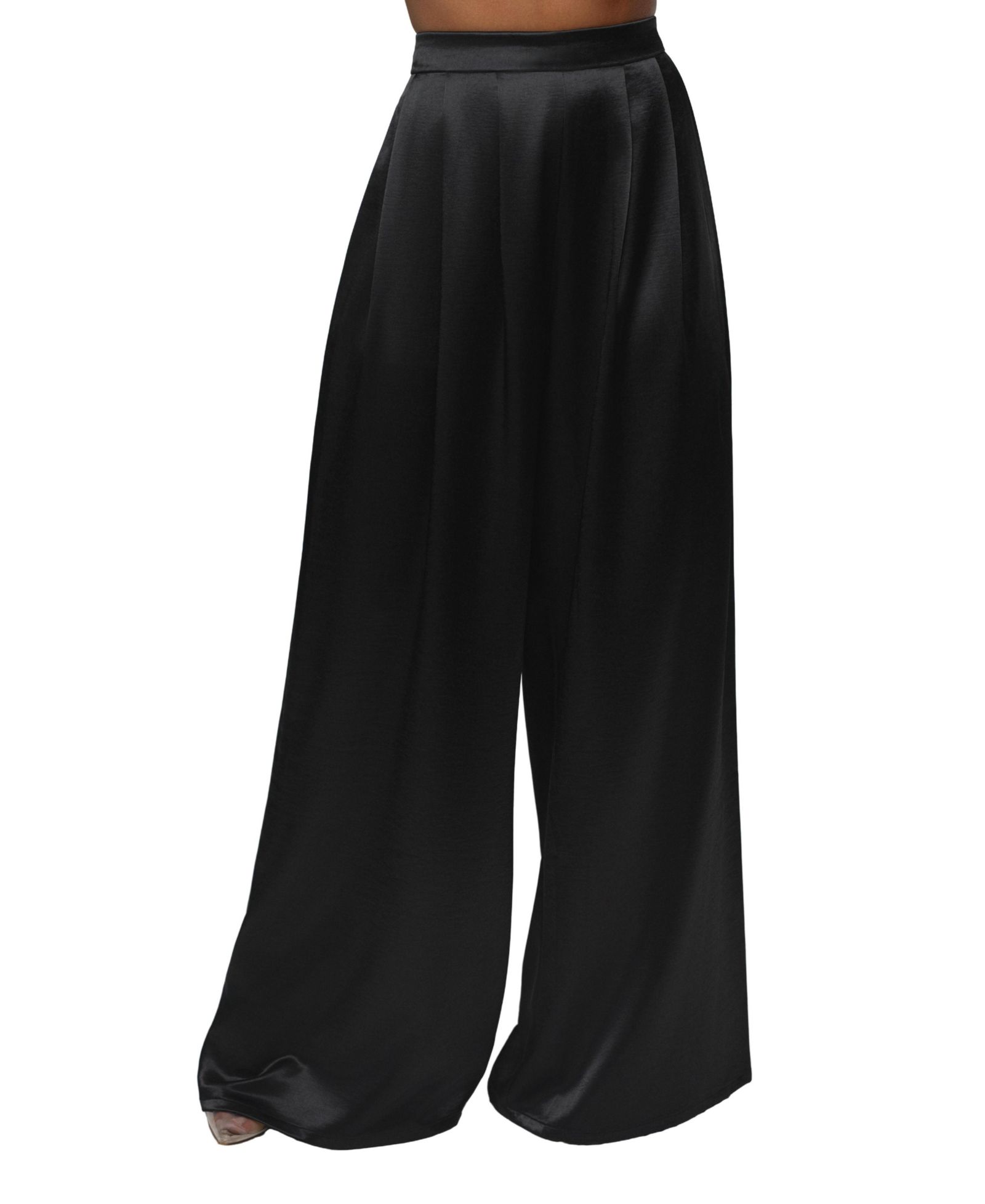 JLUXLABEL Women's Satin Bliss Pleated Pant