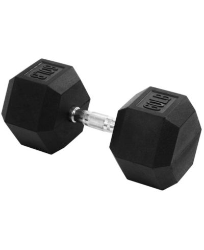 Signature Fitness Hex Single Dumbbell Strength Training Workout Equipment, 60 lb
