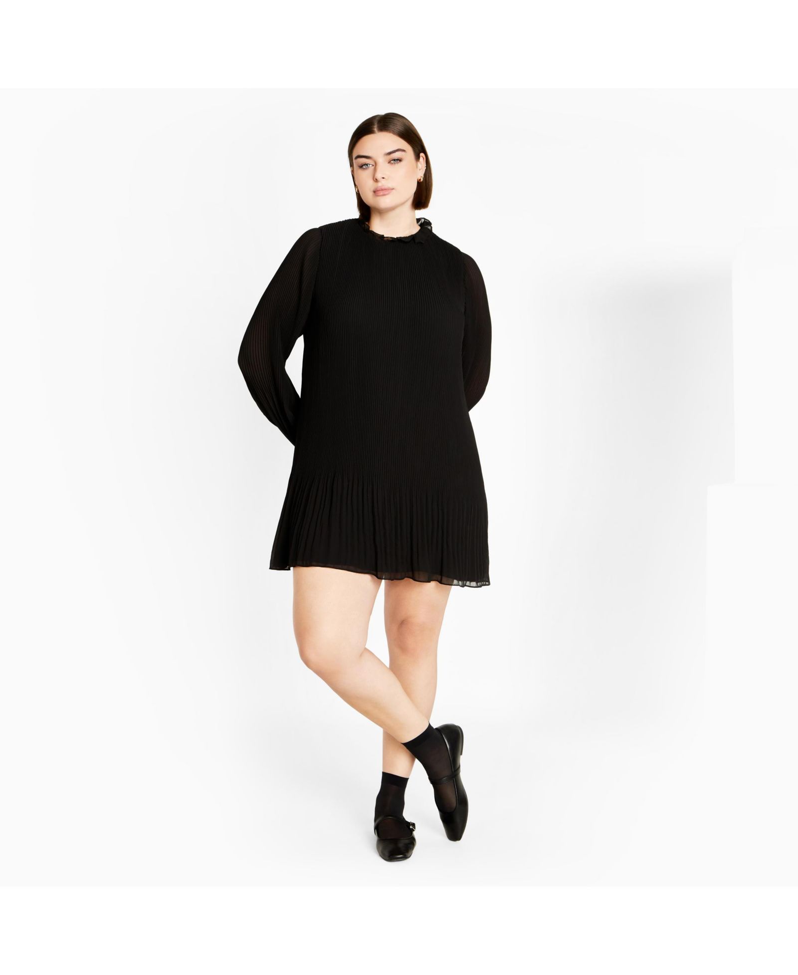 CITY CHIC Plus Size Pleat Ruffle Dress