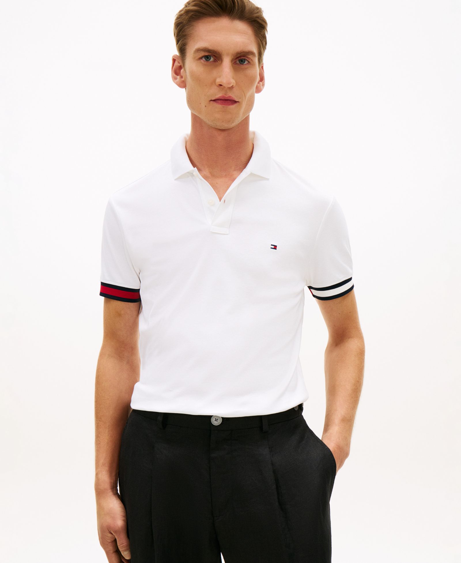 Tommy Hilfiger Мужская рубашка поло Slim-Fit Smooth Touch Red, White, and Blue