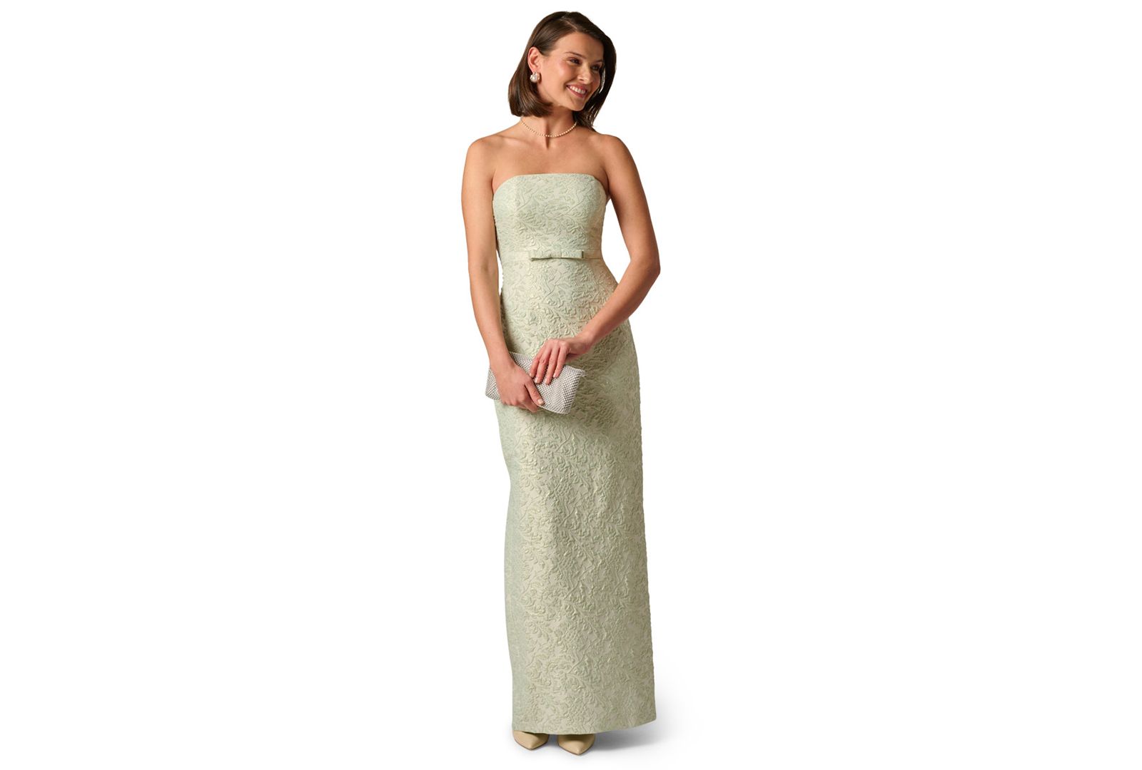 Женское вечернее платье Adrianna Papell Strapless Glitter Ball Gown