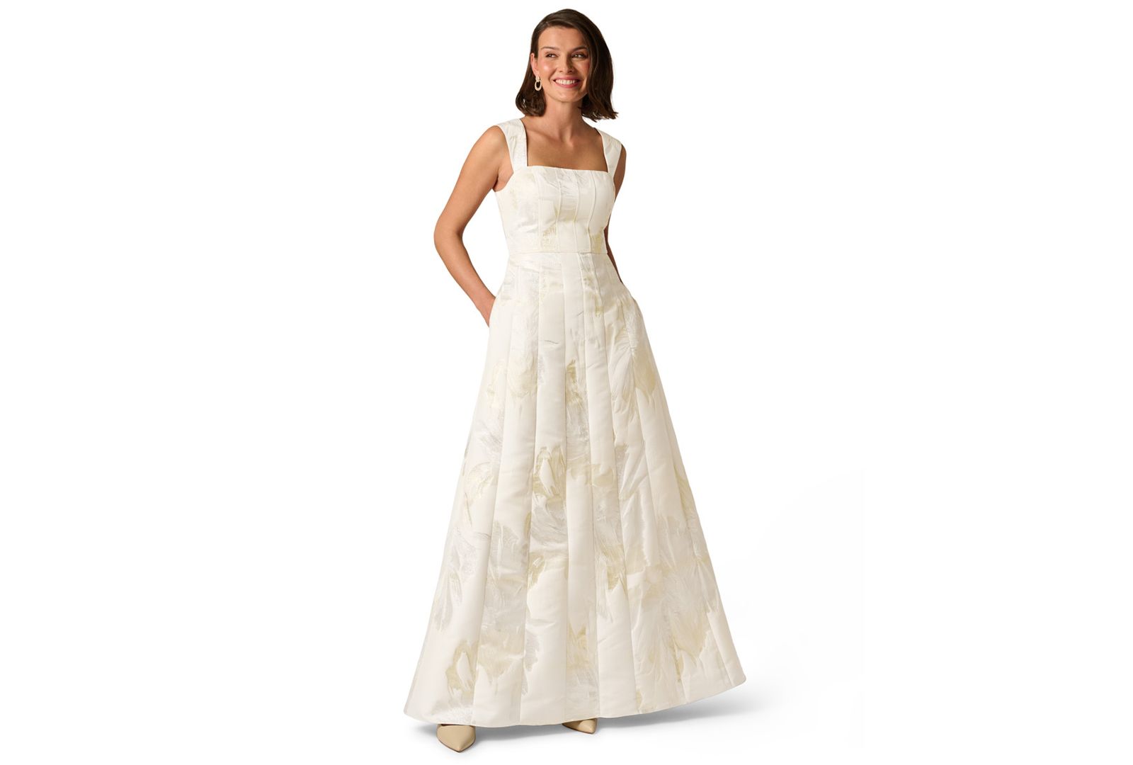 Женское вечернее платье Adrianna Papell Metallic Square Neck Ball Gown