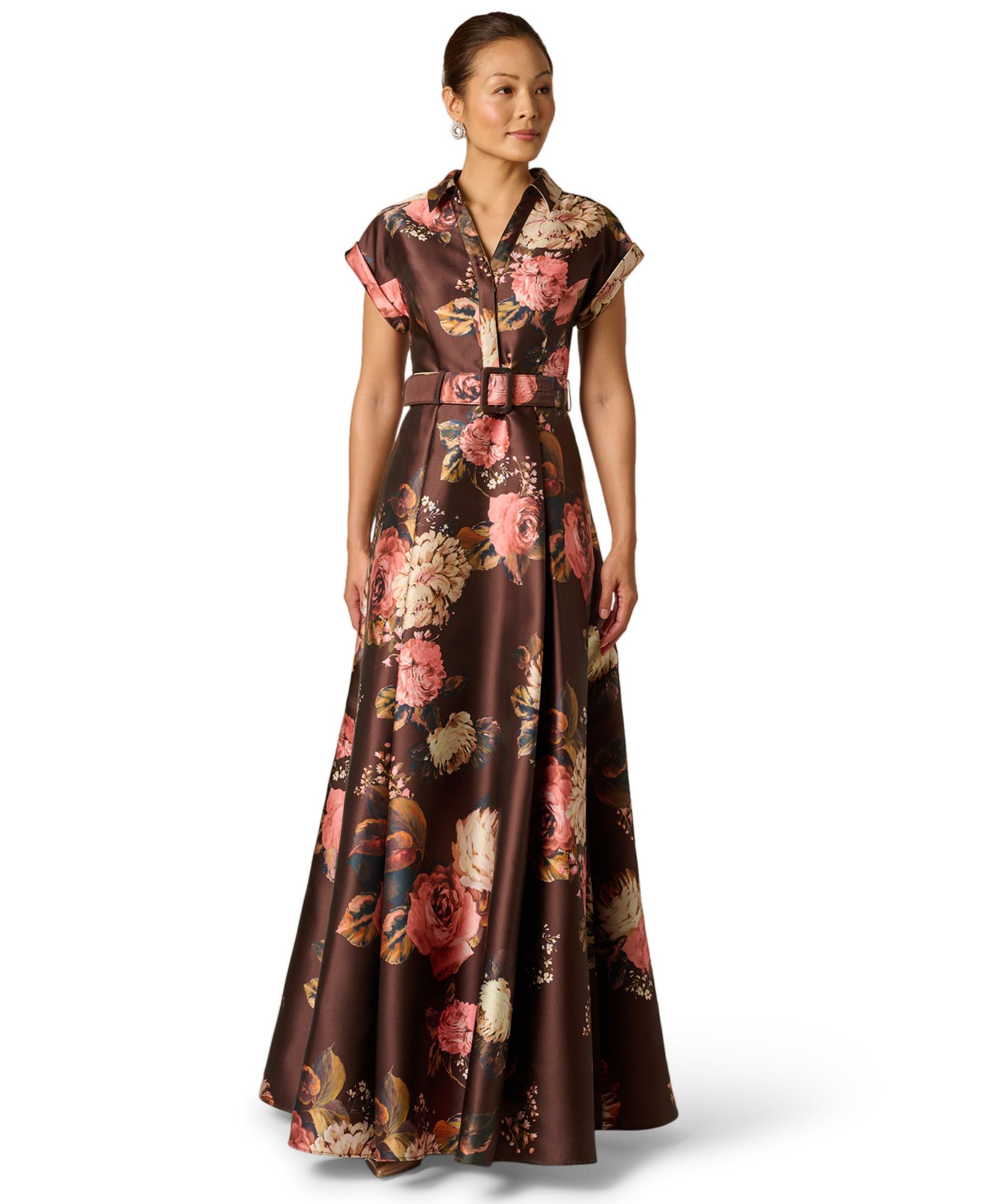 Adrianna Papell Women's Floral Print Long Gown