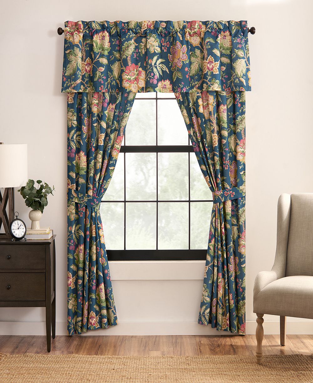 Rose Tree Secret Garden Floral Tailored Drapery Panel Set, 50" x 84"
