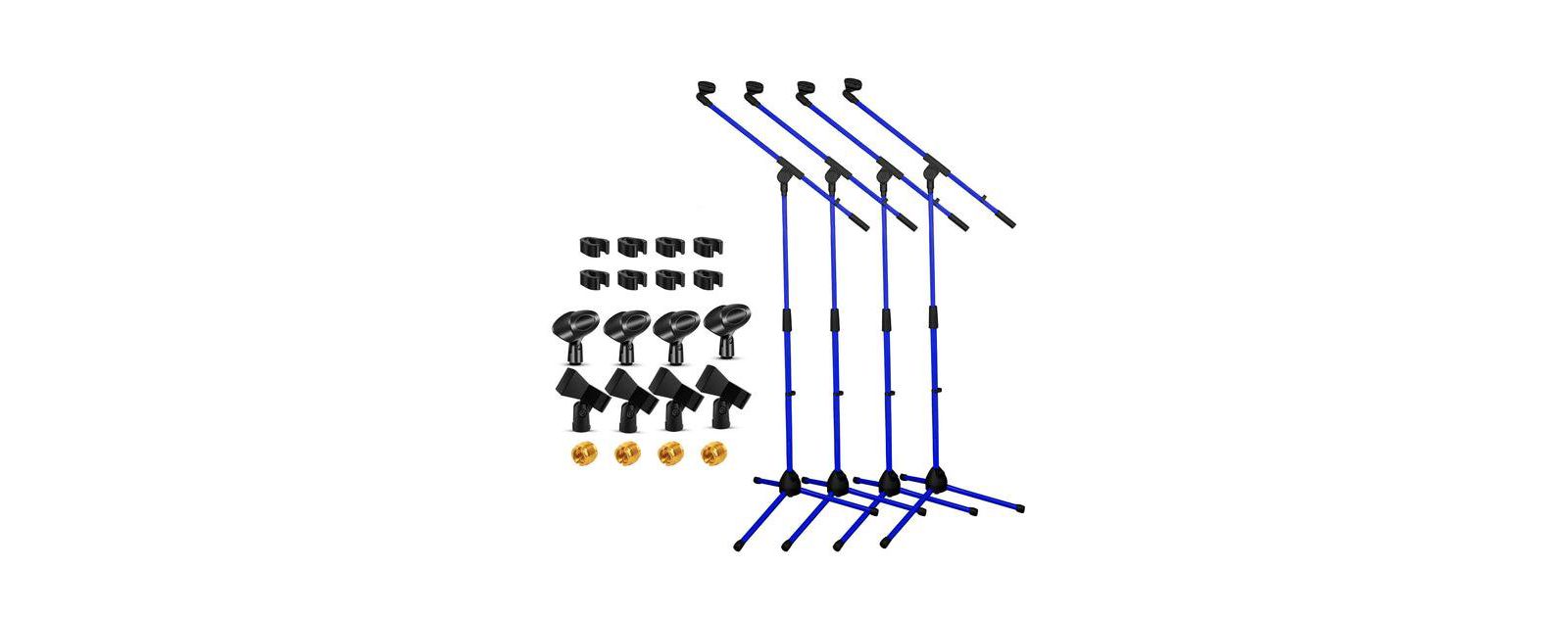 5 Core MS-080 Height Adjustable Tripod Microphone Stand with Boom Arm, 18"-72", 4-Piece Set