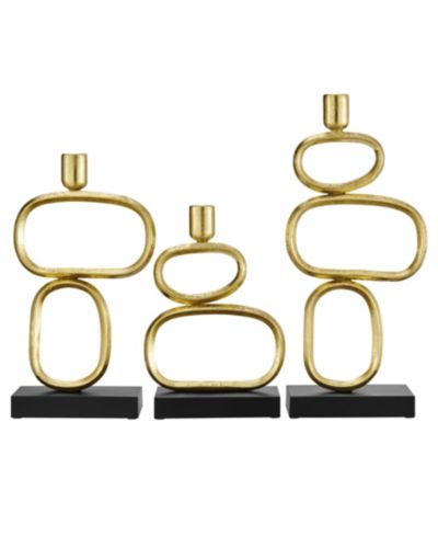 Danya B Eduardo Gold and Black Candlestick Candle Holders - Set of 3