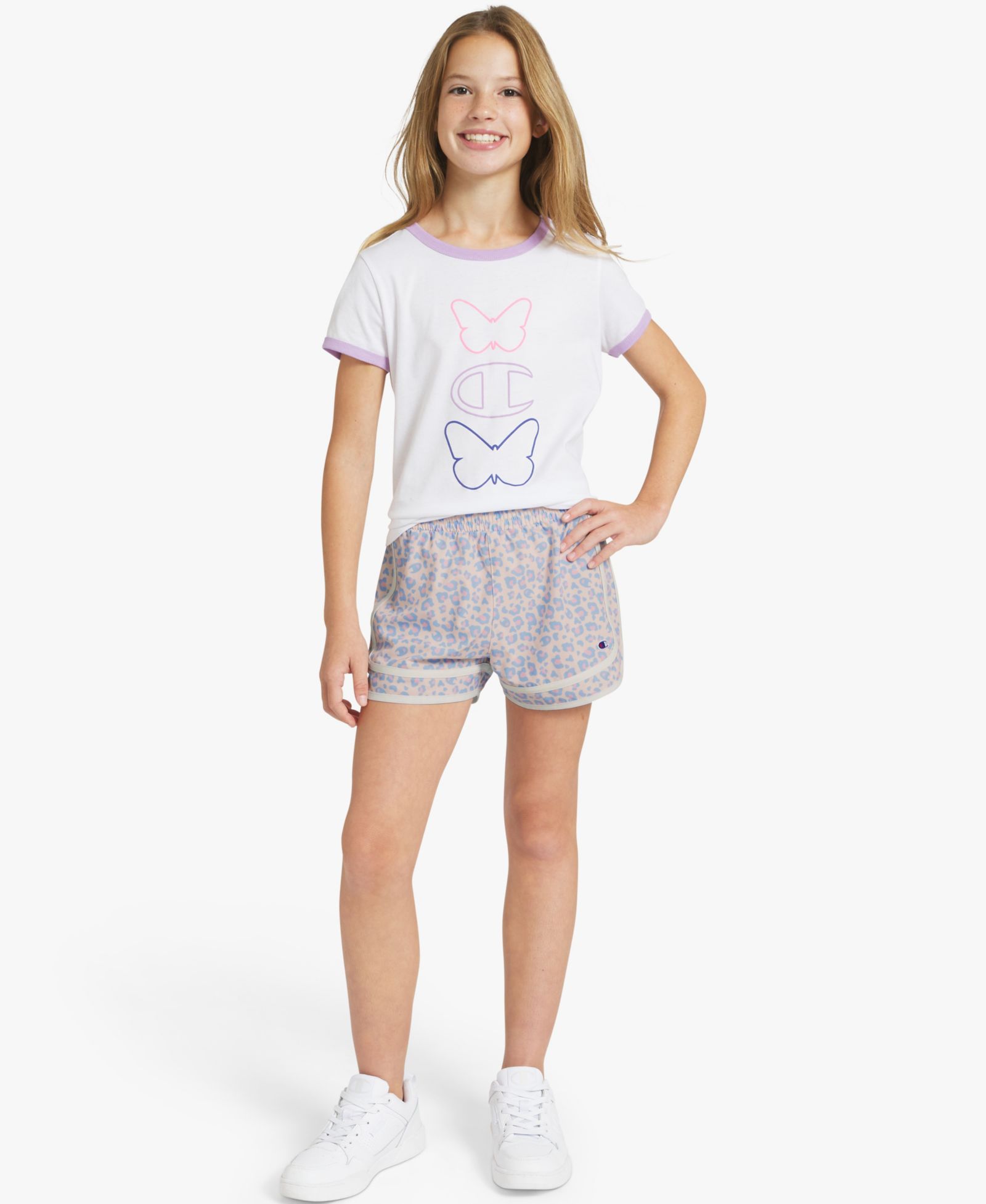 Champion Girls' 7-16 Printed Woven Varsity Pull-On Shorts
