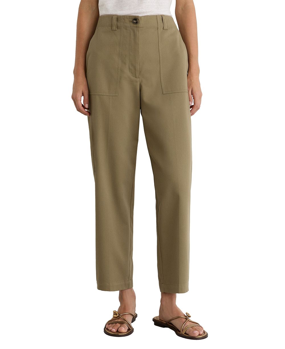 Женские хлопковые брюки REISS Kasia High-Waist Tapered Cotton-Blend