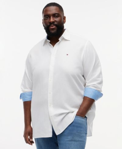 Tommy Hilfiger Мужская рубашка Big & Tall 100% Linen Button-Down