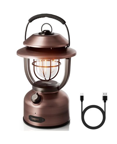 Lepro Vintage LED Rechargeable Metal Camping Lantern, Dimmable High Lumen Up to 1000LM, Outdoor Waterproof