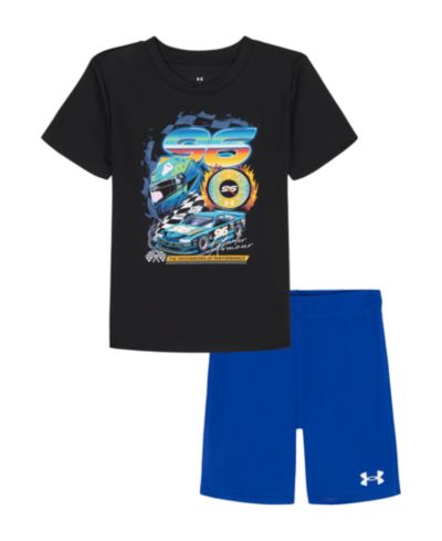 Under Armour Boys'2T-7 Tech Race Car Crewneck T-Shirt and Shorts, 2-Piece Set