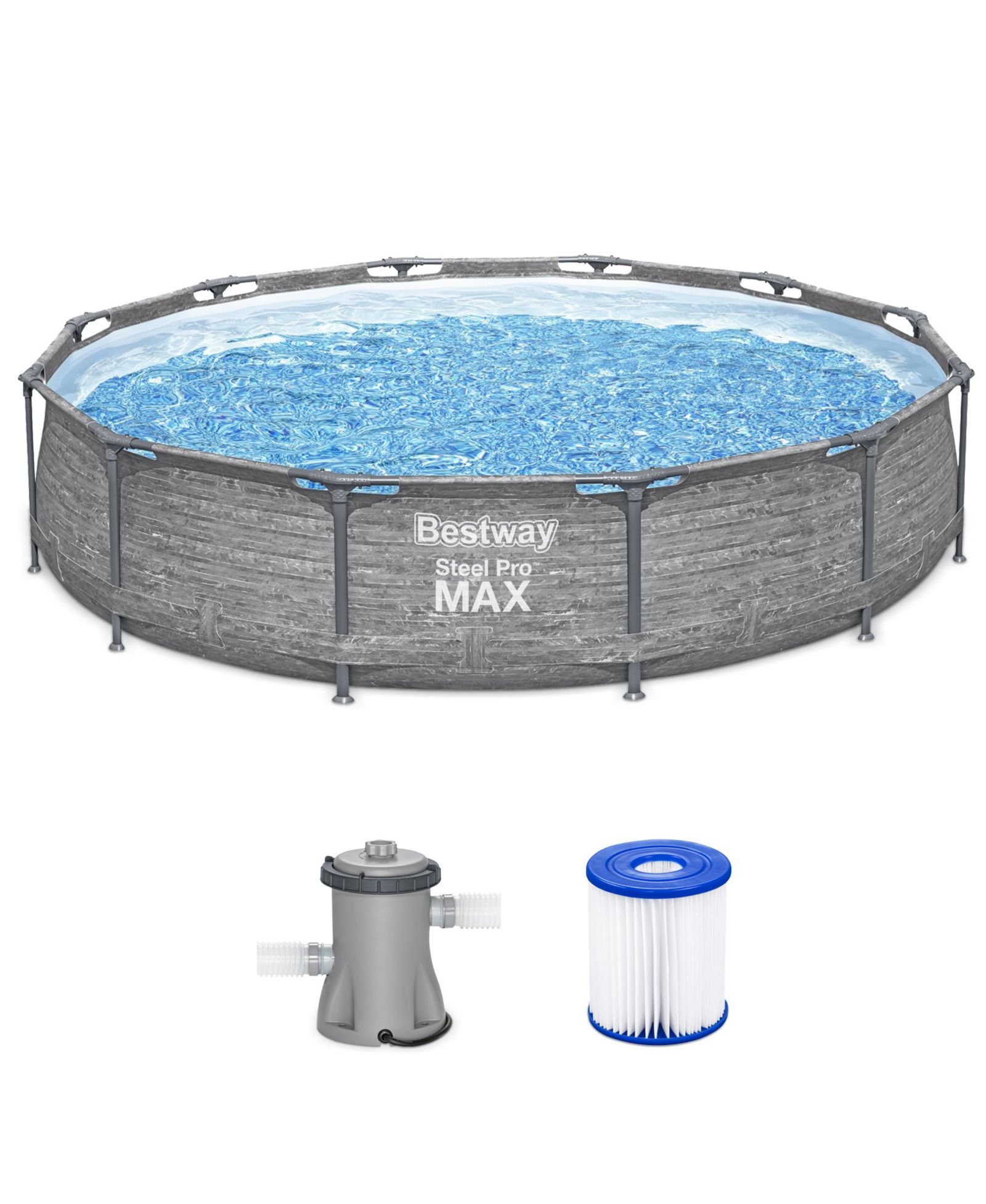 Надувной уличный бассейн Bestway Steel Pro MAX 12' x 30", серый