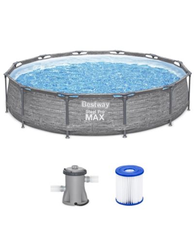 Надувной уличный бассейн Bestway Steel Pro MAX 12' x 30", серый