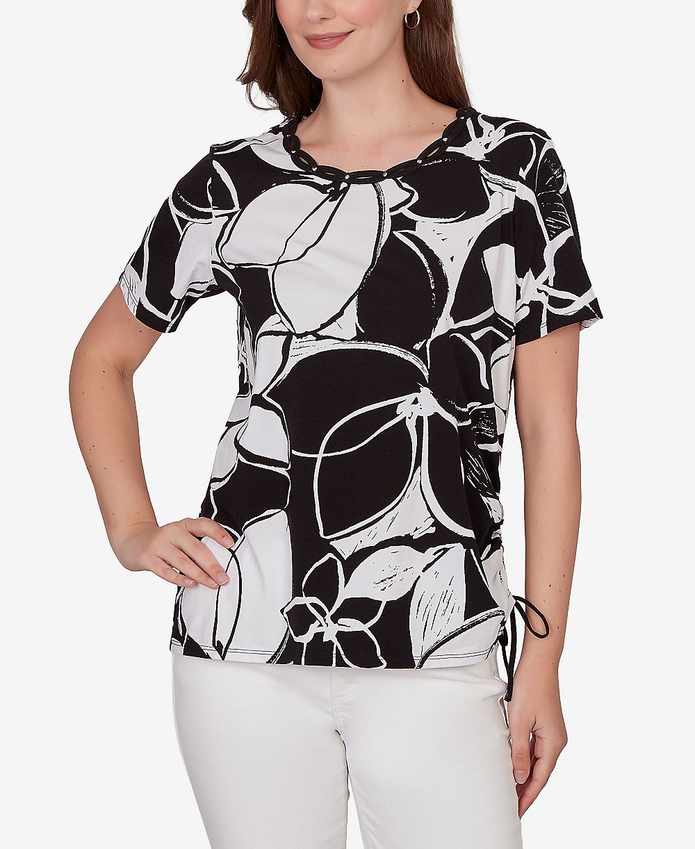 Женский топ Alfred Dunner Petite Abstract Floral Embellished Side-Tie