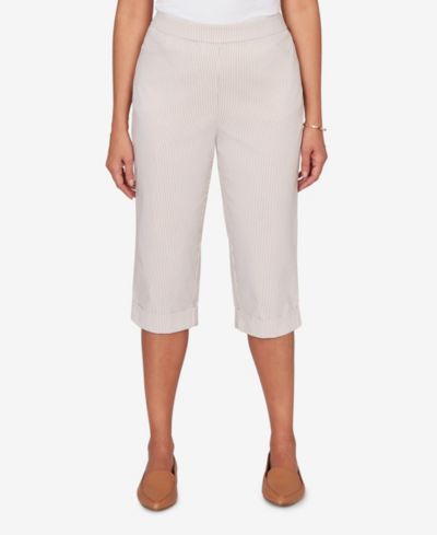 Alfred Dunner Petite Classic Stretch Stripe Clamdigger Capri Pants