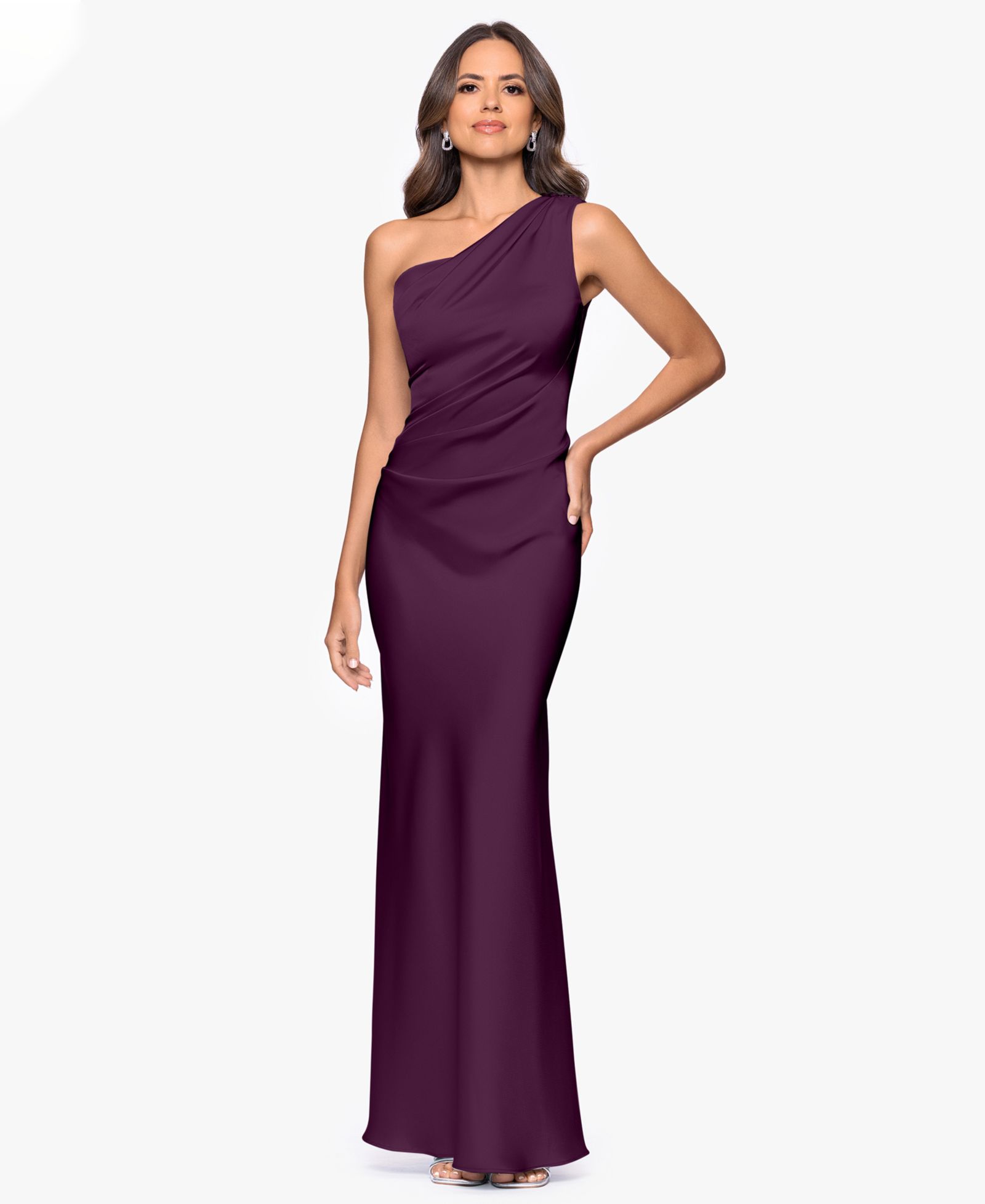 Вечернее платье Petite Betsy & Adam One-Shoulder Draped