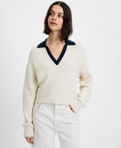 French Connection Women's Mozart Contrast Trim Knit Pull-On Sweater