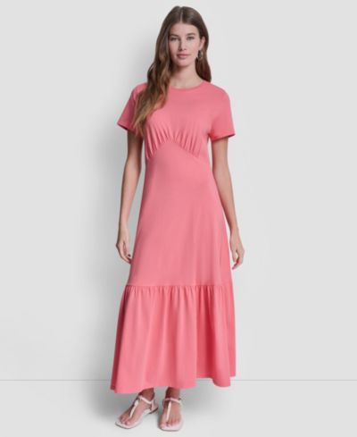 Длинное платье DKNY Jeans Women's Ruched Bodice Crew Neck Tier