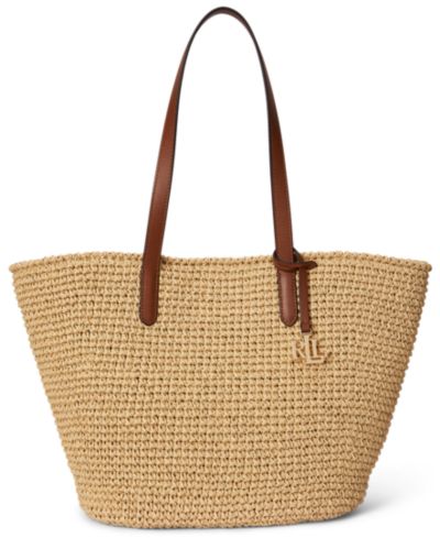 Lauren Ralph Lauren Lainey Crocheted Straw Large Tote Bag
