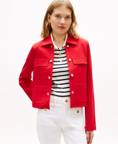 Tommy Hilfiger Women's Ponte Novelty Band Collar Jacket
