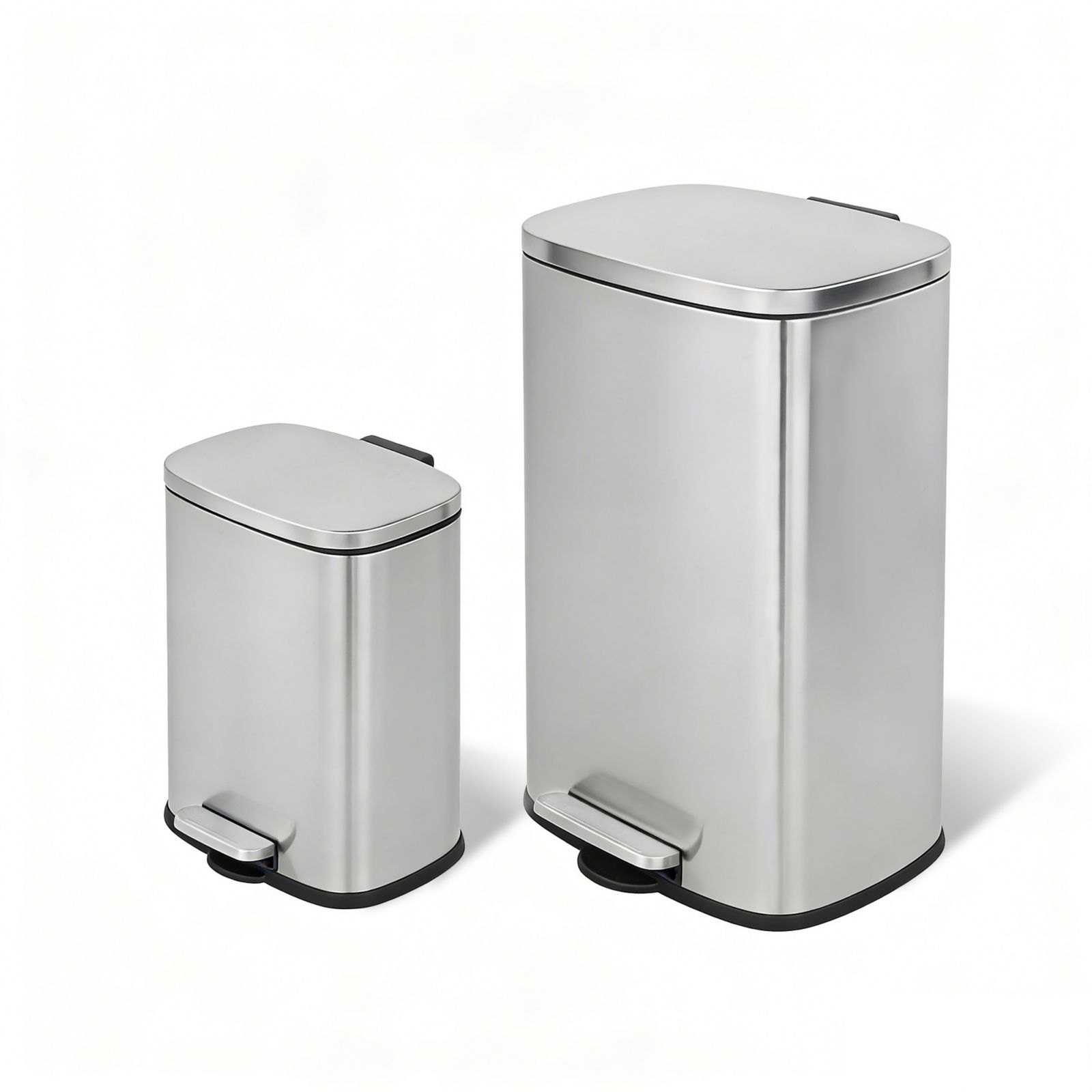 MEGA CASA 13+2.1 Gal Oval Stainless Steel Step-on Trash Can Set